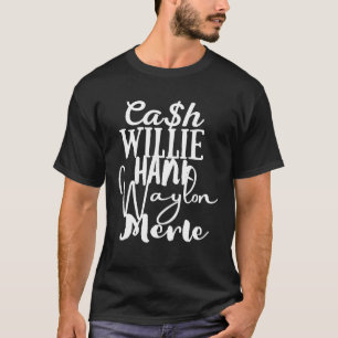 Camiseta Cash Willie Hank Waylon Merle Casual Country Music