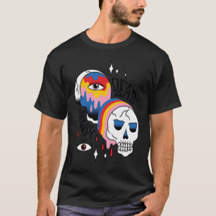 Camiseta Casi Muerto Extraño Bizarro Cráneo Arcoíris