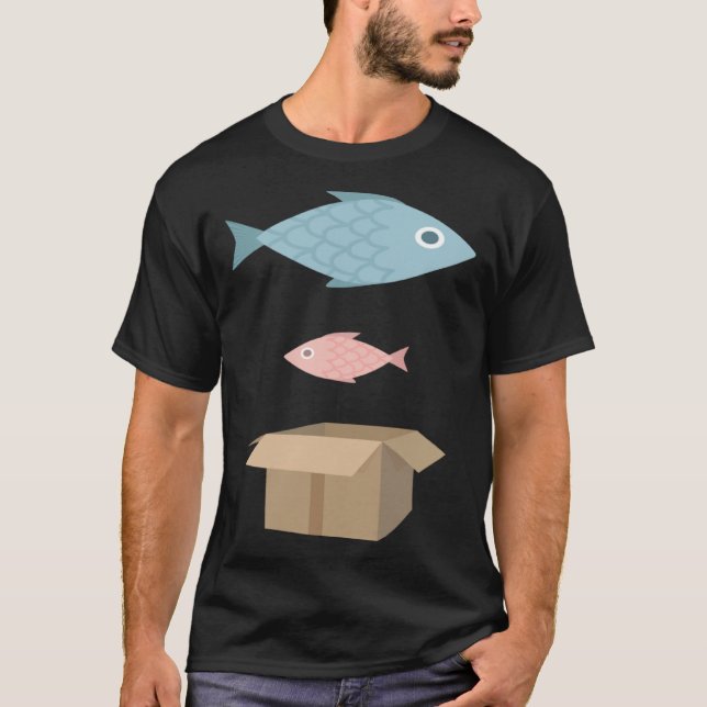 Camiseta Casilla de cartón de pescado grande (Anverso)