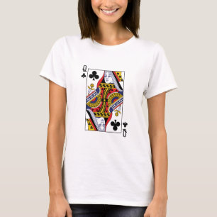 Camiseta Casino Queen of Clubs Poker Jugando con tarjeta