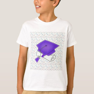 Camiseta Casquillo y diploma púrpuras, diplomas coloridos