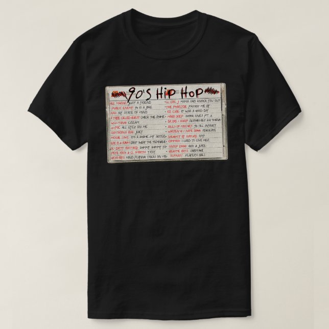 Camiseta Cassette de cinta de hip hop de los años 90 (Diseño del anverso)