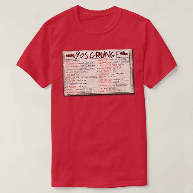 Camiseta Cassette de cinta grunge Rock de los años 90 (Diseño del anverso)