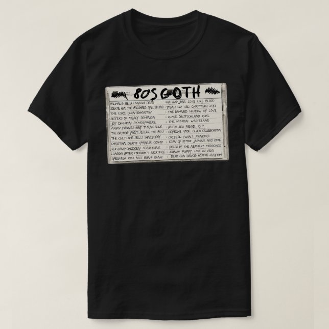 Camiseta Cassette de cinta mixta de Gótico de los años 80 (Diseño del anverso)