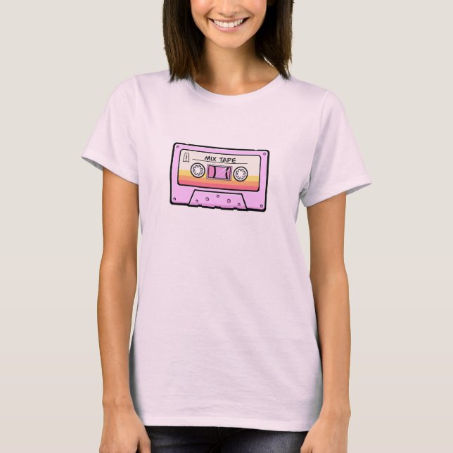 Camiseta Cassette de cinta mixta rosa (Anverso)