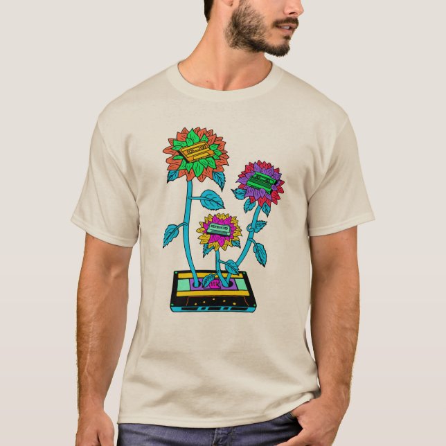 Camiseta Cassette de girasol de color (Anverso)