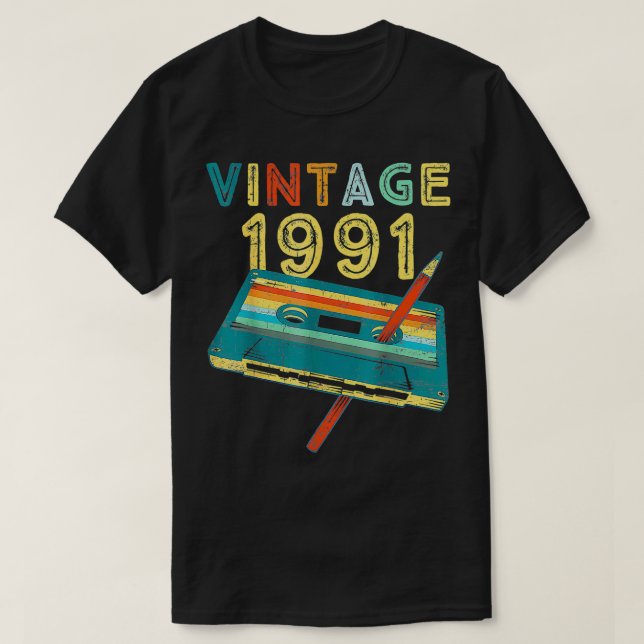 Camiseta Cassette de música de 1991 32º regalo de cumpleaño (Diseño del anverso)