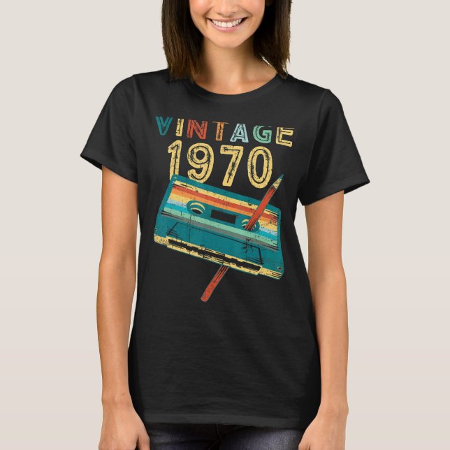 Camiseta Cassette musical de 1970 53º cumpleaños 53 años (Anverso)