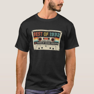 Camiseta Cassette Retro 1932 90º Cumpleaños 90 Años
