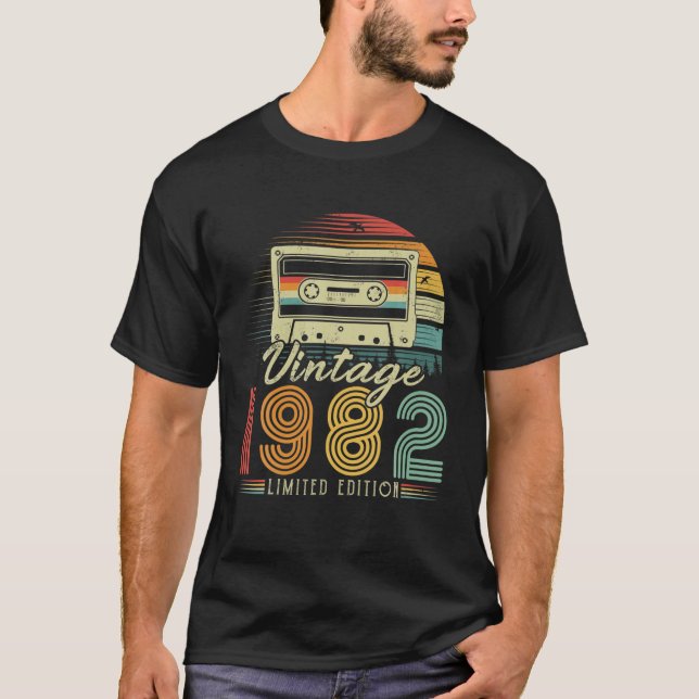 Camiseta Cassette Retro 1982 1982 40º Cumpleaños 40 (Anverso)