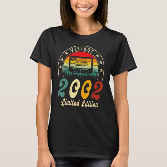 Camiseta Cassette Retro 2002 2002 20º cumpleaños 20 (Anverso)