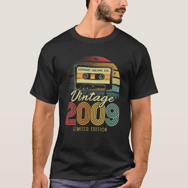 Camiseta Cassette Retro 2009 2009 13º Cumpleaños 13 (Anverso)