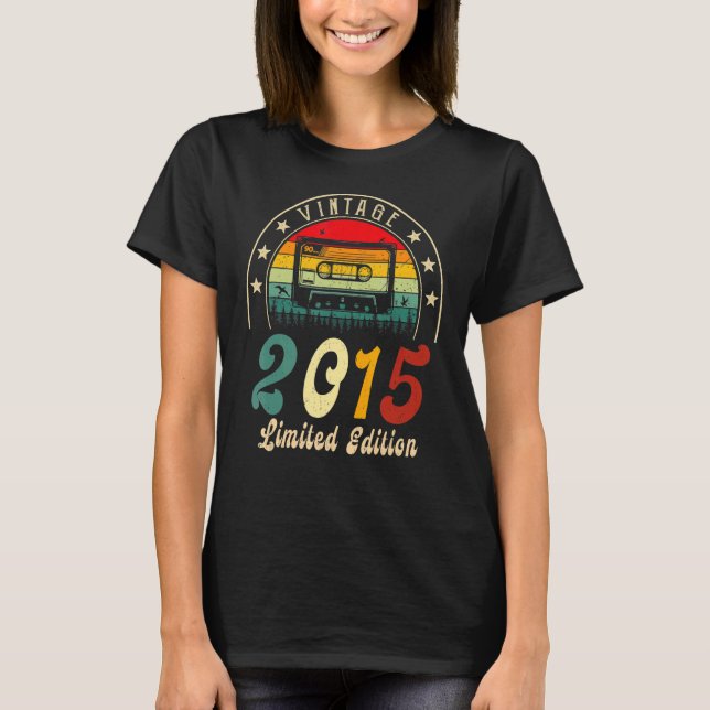 Camiseta Cassette retro 2015 Viñeta 2015 Séptimo cumpleaños (Anverso)