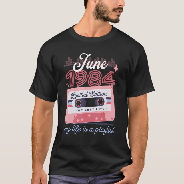 Camiseta Cassette retro 38º cumpleaños 38 de junio de 1984 (Anverso)
