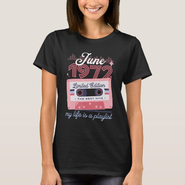 Camiseta Cassette retro 50º cumpleaños 50 de junio de 1972 (Anverso)