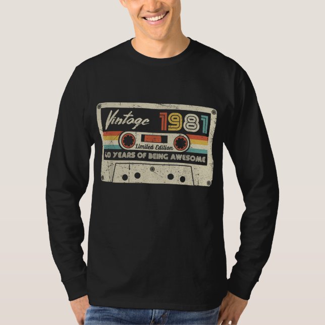 Camiseta Cassette retro de 1981 40º cumpleaños 40 años (Anverso)
