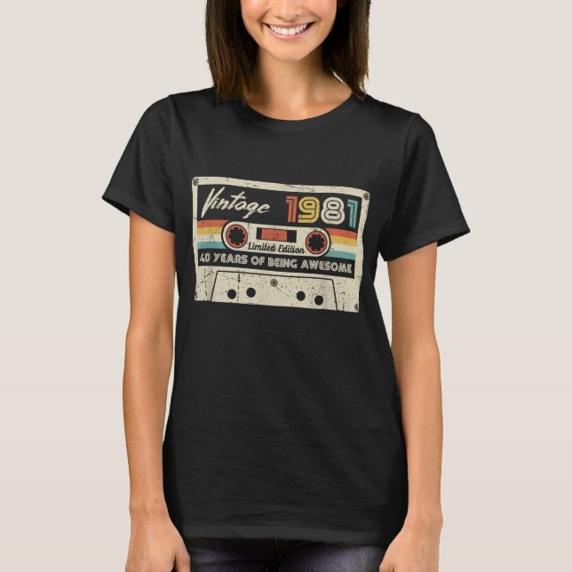 Camiseta Cassette retro de 1981 40º cumpleaños 40 años (Anverso)