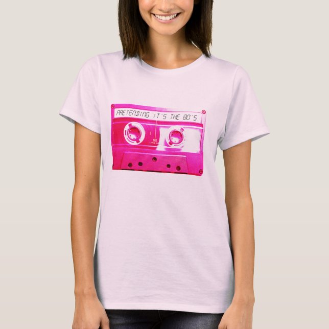 Camiseta Cassette rosa. (Anverso)