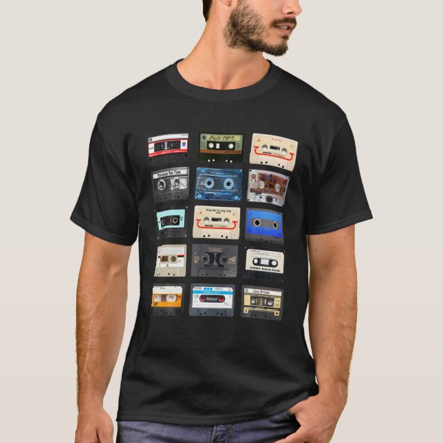 Camiseta Cassette Tapes Mixtapes 1980 Radio Music Graphic (Anverso)