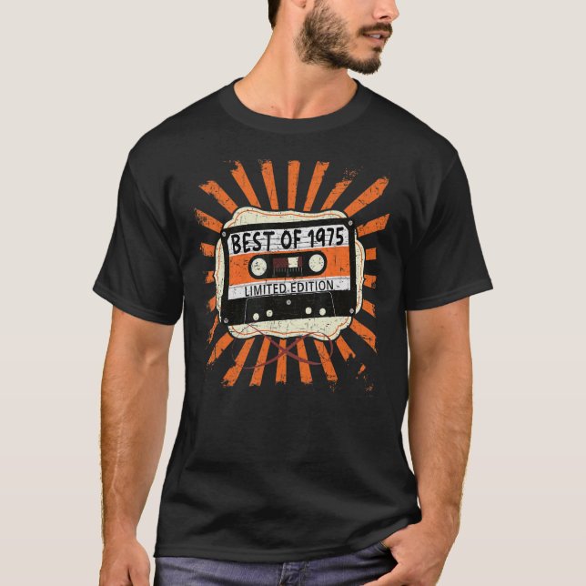 Camiseta Cassette Vintage de cumpleaños 1975 (Anverso)