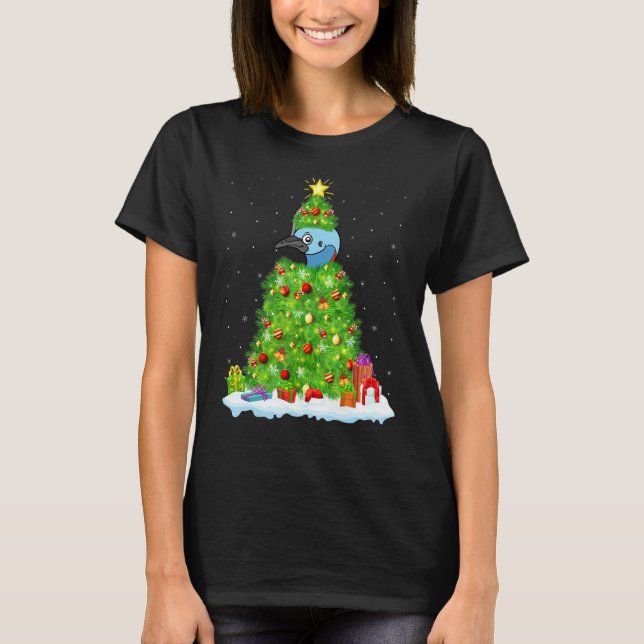 Camiseta Cassowary Bird Xmas Light Tree Funny Cassowary (Anverso)