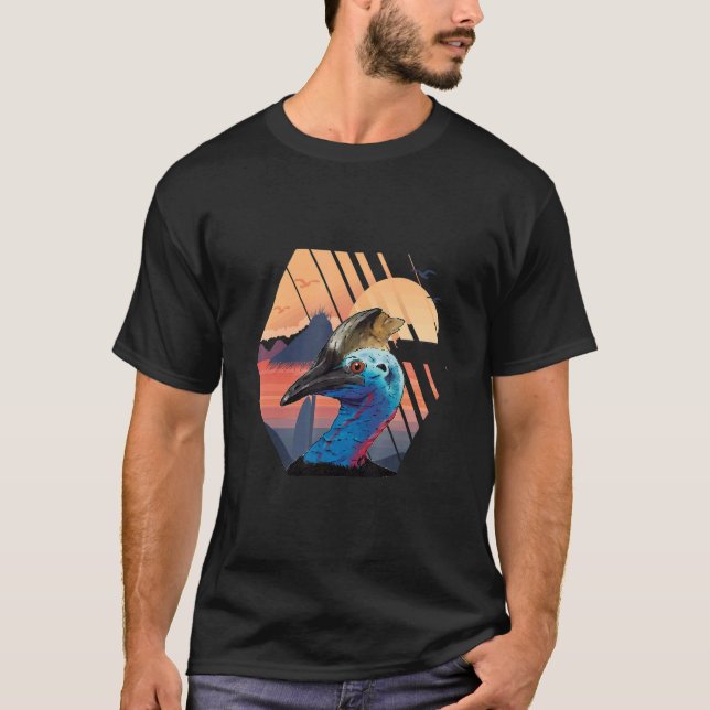 Camiseta Cassowary Dino Bird Beach Summer Sunset Seagull Ca (Anverso)