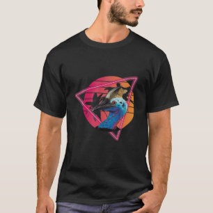 Camiseta Cassowary Modern Retro Sunset Palm Tree Cassowary