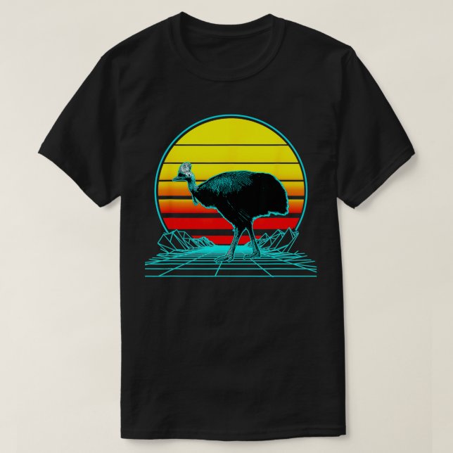 Camiseta Cassowary Retro Vintage Sunset (Diseño del anverso)