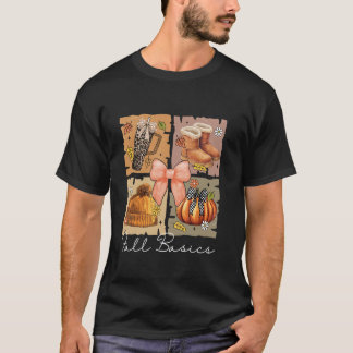 Camiseta Casta Básica Calabaza Coquette Bow Otoño Thanksgiv
