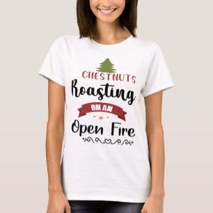 Camiseta castañas asadas en navidades divertidas y abiertas