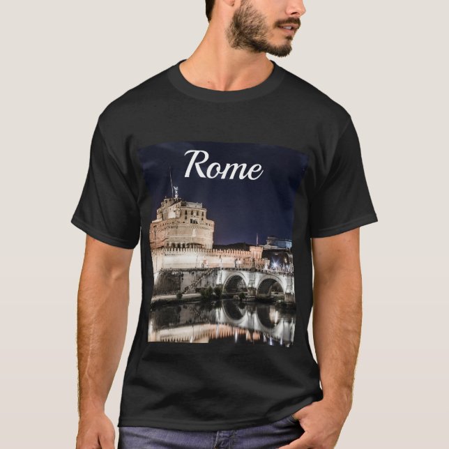 Camiseta Castel Sant Angelo de noche en Roma (Anverso)