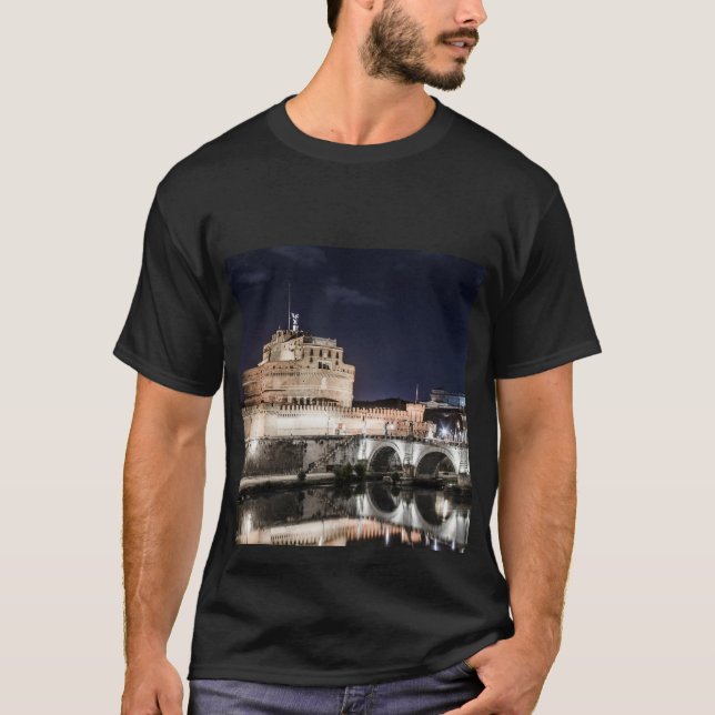 Camiseta Castel Sant Angelo de noche en Roma (Anverso)