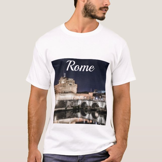 Camiseta Castel Sant Angelo de noche en Roma (Anverso)