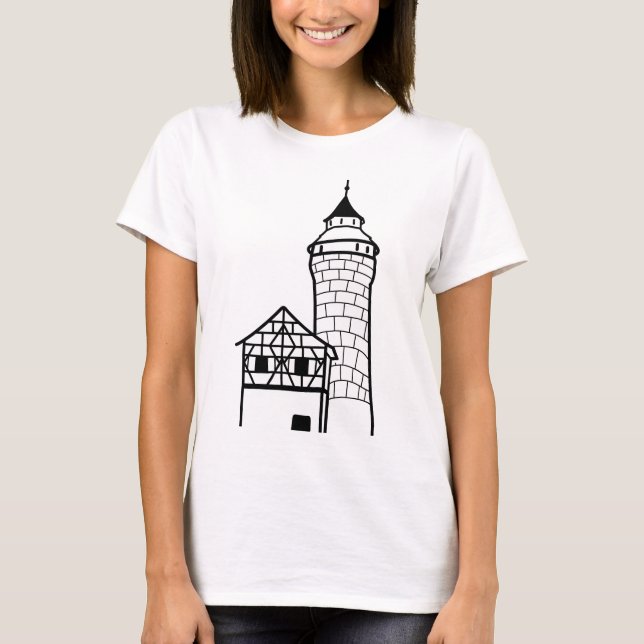 Camiseta Castillo de Nuremberg, Alemania" | Arte minimalist (Anverso)