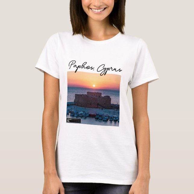 Camiseta Castillo de Paphos Sunset y Firma (Anverso)