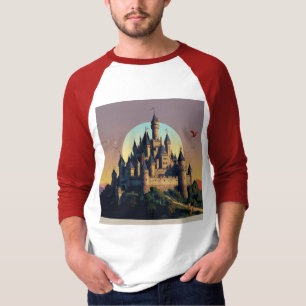 Camiseta Castillo encantado y Dragón - Arte de fantasía mág