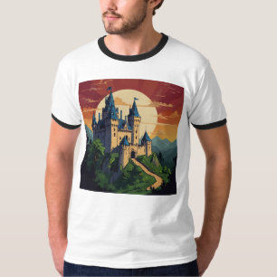 Camiseta Castillo Encantado y Dragón – Arte de Fantasía Mág