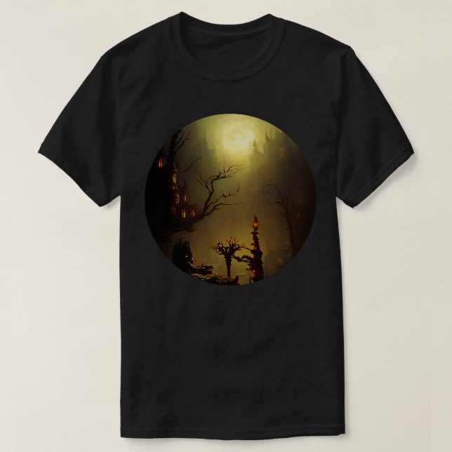 Camiseta Castillo espeluznante en la niebla (Diseño del anverso)