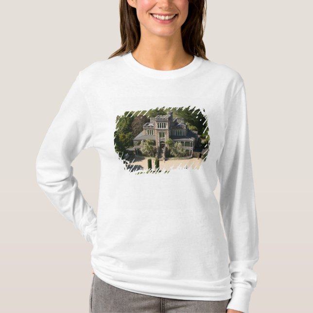 Camiseta Castillo Larnach, Dunedin, Nueva Zelanda - aéreo (Anverso)