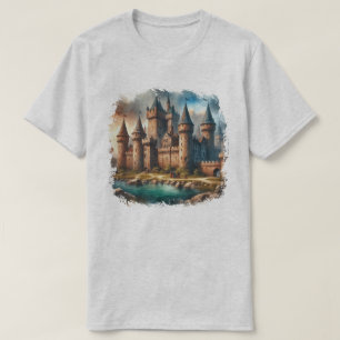 Camiseta Castillo medieval a orillas de un río tranquilo al