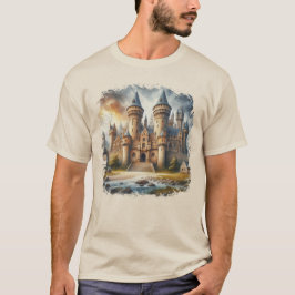 Camiseta Castillo medieval al atardecer con cielos atmosfér
