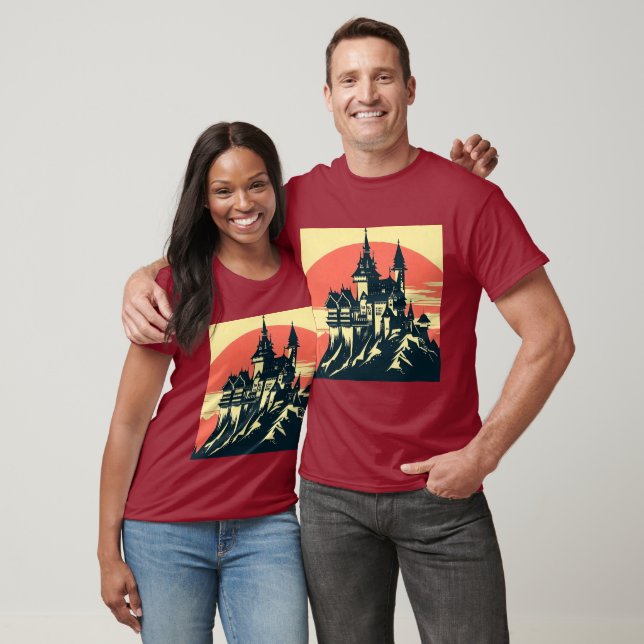 Camiseta Castillo medieval de Fantasy - Woodcut 4 (Unisexo)
