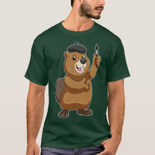 Camiseta castor como pintador con pincel de pintura