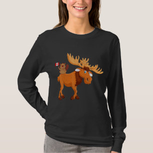 Camiseta castor con piel de arce de alce con bandera canadi