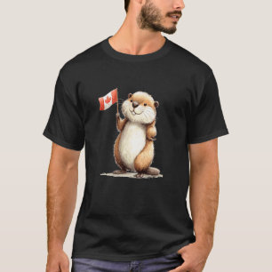 Camiseta Castor Divertido con Disfraz de Bandera Patriótica
