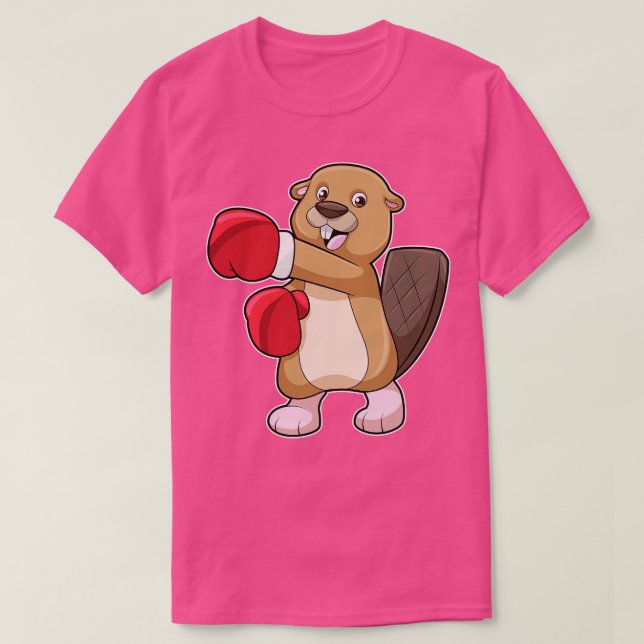 Camiseta castor en boxeo con guantes de boxeo (Diseño del anverso)