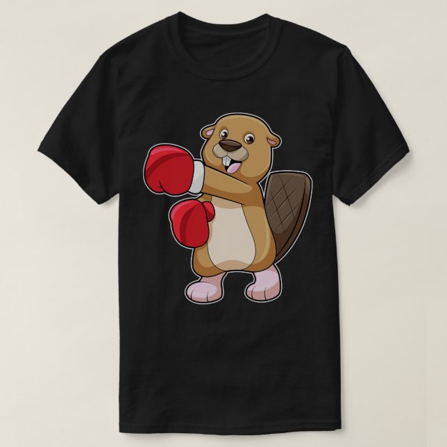 Camiseta castor en boxeo con guantes de boxeo (Diseño del anverso)