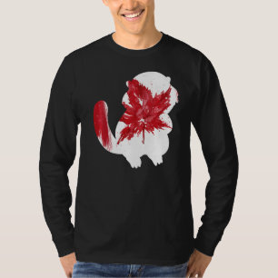 Camiseta castor en hoja de arce Bandera canadiense feliz Ca