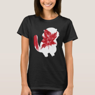 Camiseta castor en hoja de arce Bandera canadiense feliz Ca