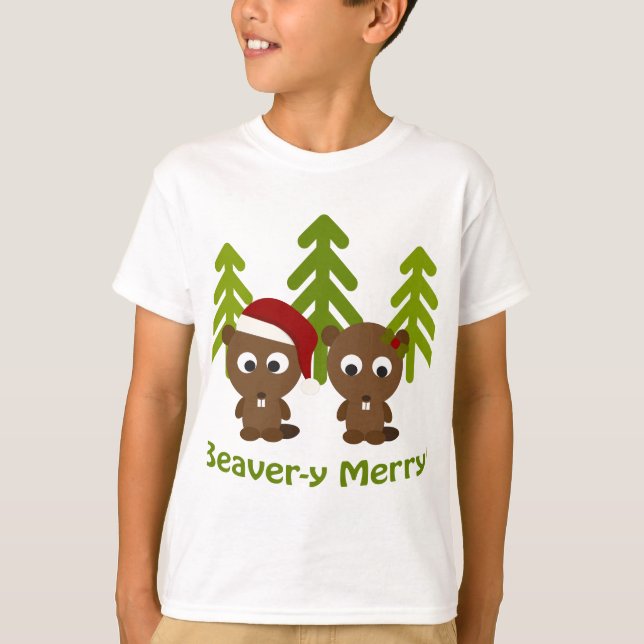 Camiseta ¡Castor muy alegre! Castores de Navidad (Anverso)